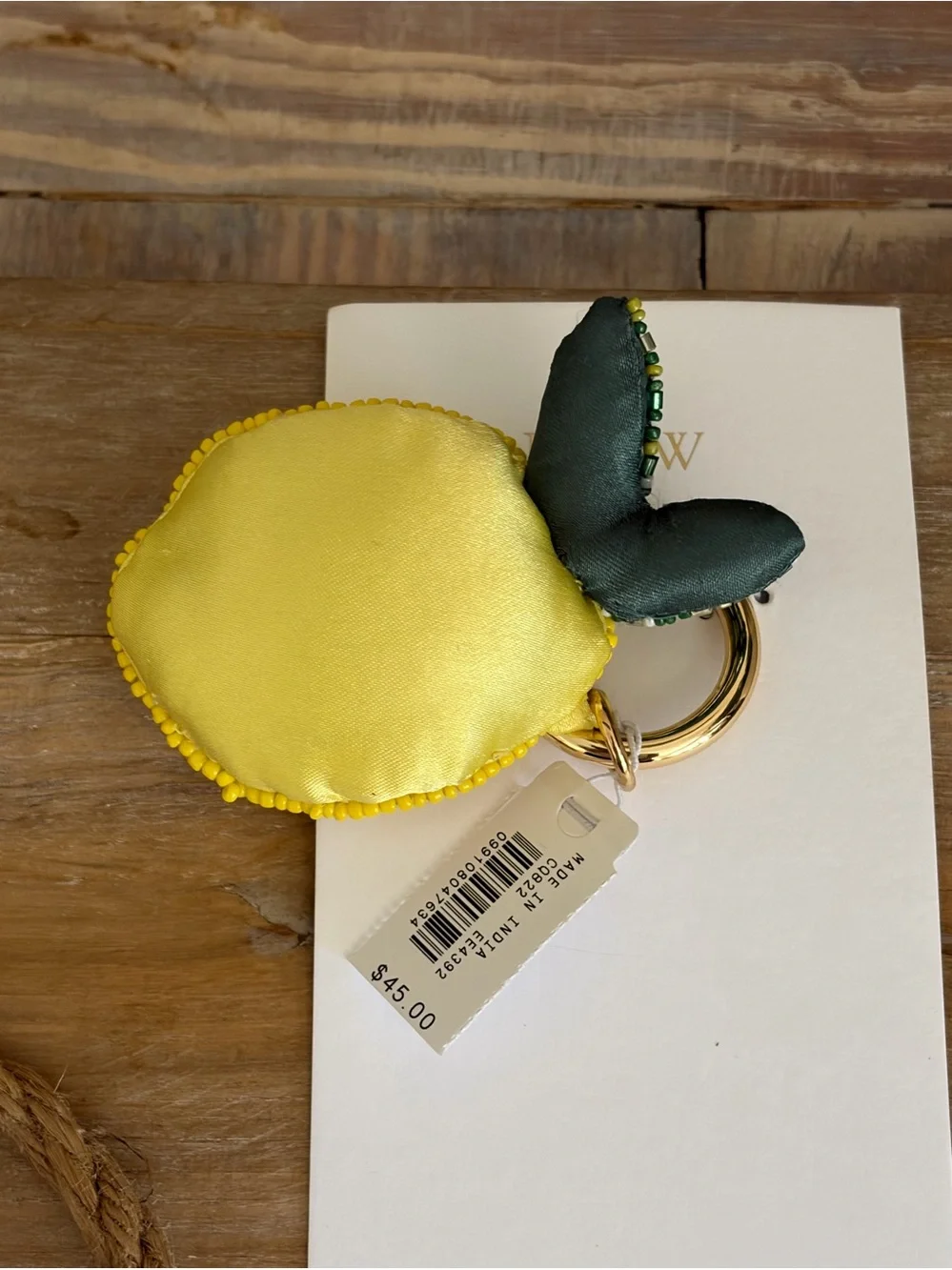 J.Crew Beaded Yellow Lemon Bag Charm🍋